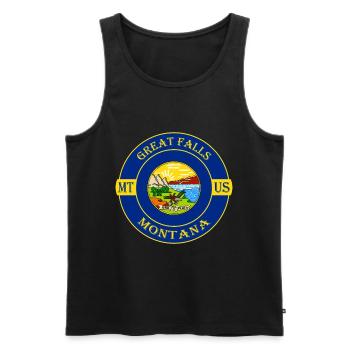 Great Falls ntana Flag USA Travel Souvenir Badge - Men's Premium Organic Tank Top - black - Front - Michal (187cm)