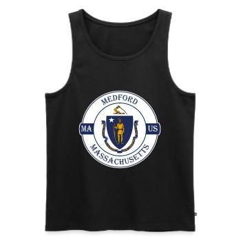 Medford Massachusetts Flag USA Souvenir Badge - Débardeur bio Premium Homme - noir - Devant - Michal (187cm)