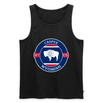 Casper Wyoming Flagge USA Reise Souvenir Abzeichen - Männer Premium Bio Tank Top - Schwarz - Vorne - AI Model Male 178 light (178cm)