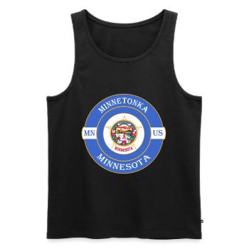 Minnetonka Minnesota Flag USA Souvenir Badge - Débardeur bio Premium Homme - noir - Devant - Michal (187cm)