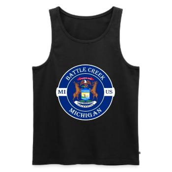 Battle Creek Michigan Flagge USA Souvenir Abzeichen - Männer Premium Bio Tank Top - Schwarz - Vorne - Michal (187cm)