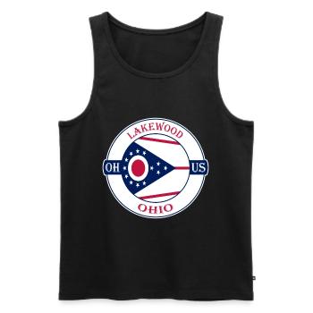 Lakewood Ohio Flag USA Travel Souvenir Badge - Men's Premium Organic Tank Top - black - Front - Michal (187cm)