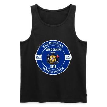 Sheboygan Wisconsin Flag USA Travel Souvenir Badge - Débardeur bio Premium Homme - noir - Devant - Michal (187cm)