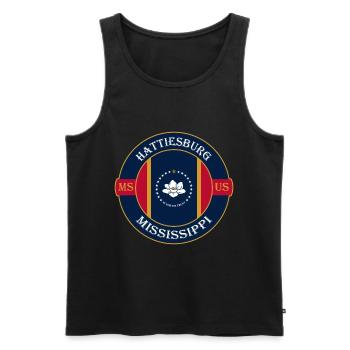 Hattiesburg Mississippi Flag USA Souvenir Badge - Débardeur bio Premium Homme - noir - Devant - AI Model Male 178 light (178cm)