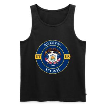 Riverton Utah Flagge USA Reise Souvenir Abzeichen - Männer Premium Bio Tank Top - Schwarz - Vorne - Michal (187cm)