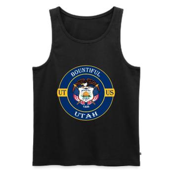 Bountiful Utah Flagge USA Reise Souvenir Abzeichen - Männer Premium Bio Tank Top - Schwarz - Vorne - Michal (187cm)