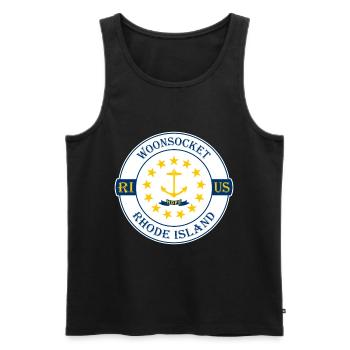Woonsocket Rhode Island Flag USA Souvenir Badge - Débardeur bio Premium Homme - noir - Devant - AI Model Male 178 light (178cm)