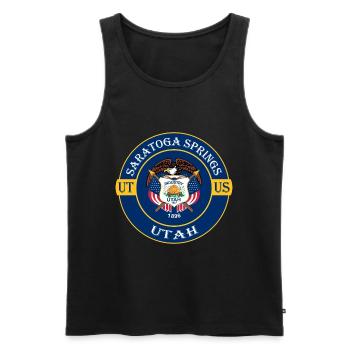 Saratoga Springs Utah Flagge USA Souvenir Abzeichen - Männer Premium Bio Tank Top - Schwarz - Vorne - Michal (187cm)