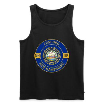 Concord New Hampshire Flag USA Souvenir Badge - Men's Premium Organic Tank Top - black - Front - AI Model Male 178 light (178cm)