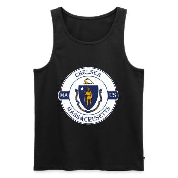 Chelsea Massachusetts Flagge USA Souvenir Abzeichen - Männer Premium Bio Tank Top - Schwarz - Vorne - Michal (187cm)
