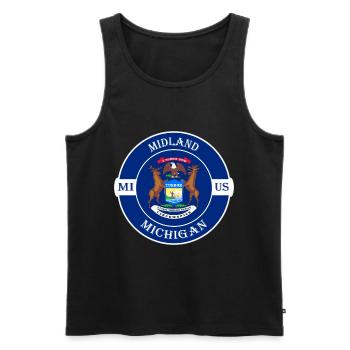 Midland Michigan Flagge USA Reise Souvenir Abzeichen - Männer Premium Bio Tank Top - Schwarz - Vorne - Michal (187cm)