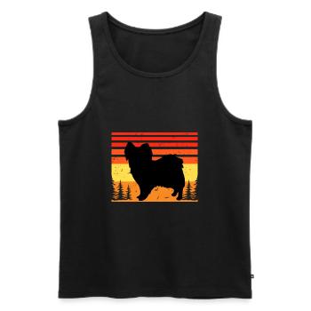Papillon Dog Lover Silhouette Vintage Sunset - Débardeur bio Premium Homme - noir - Devant - Michal (187cm)