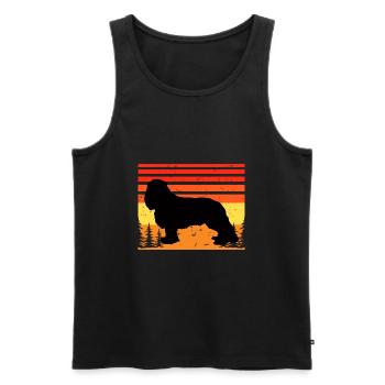 King Charles Dog Lover Silhouette Vintage Sunset - Men's Premium Organic Tank Top - black - Front - Michal (187cm)
