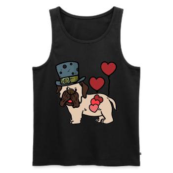 Salutations d’anniversaire Carlin Cœurs Félicitations Chiens - Débardeur bio Premium Homme - noir - Devant - AI Model Male 178 light (178cm)