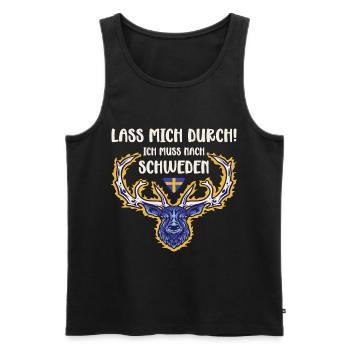 LASS MICH DURCH ICH MUSS NACH SCHWEDEN Urlaub - Männer Premium Bio Tank Top - Schwarz - Vorne - Michal (187cm)
