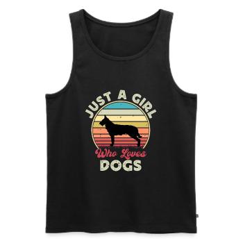 Berger Picard Hundeliebhaber Silhouette Vintage Sonnenuntergang - Männer Premium Bio Tank Top - Schwarz - Vorne - Michal (187cm)