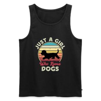 Dandie Dinmont Terrier Dog Silhouette Retro Sunset - Men's Premium Organic Tank Top - black - Front - Michal (187cm)