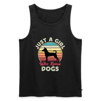 Decker Rat Terrier Dog Silhouette Retro Sunset - Men's Premium Organic Tank Top - black - Front - AI Model Male 178 light (178cm)