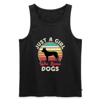 Berger Hollandais Chien Amoureux Silhouette Vintage Coucher de Soleil - Débardeur bio Premium Homme - noir - Devant - Michal (187cm)