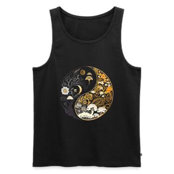 Golden, Floral Mushroom Ying Yang Design - Men's Premium Organic Tank Top - black - Front - Michal (187cm)