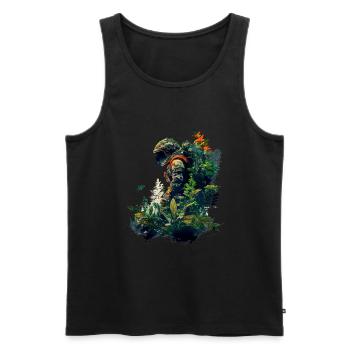 Astronaut overgrown with plants - Surreal - Men's Premium Organic Tank Top - black - Front - AI Model Male 178 light (178cm)