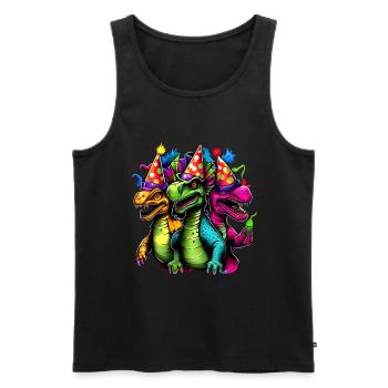 Motif de dinosaure coloré cool - 3 T-Rex - Débardeur bio Premium Homme - noir - Devant - AI Model Male 178 light (178cm)