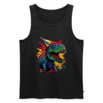 Motif de dinosaure coloré - T-Rex - Débardeur bio Premium Homme - noir - Devant - AI Model Male 178 light (178cm)