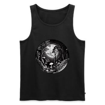 Forêt de conte de fées mystique avec des fleurs et des champignons - Débardeur bio Premium Homme - noir - Devant - AI Model Male 178 light (178cm)