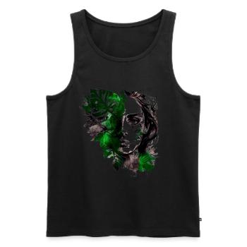 Beautiful plants lady as ink sketch - Men's Premium Organic Tank Top - black - Front - Michal (187cm)