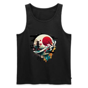 Japanische Street Art als Graffiti Artwork - Männer Premium Bio Tank Top - Schwarz - Vorne - Michal (187cm)