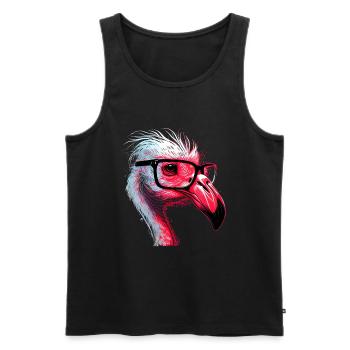 Cooler haariger nerdiger Flamingo Kopf mit Brille - Männer Premium Bio Tank Top - Schwarz - Vorne - AI Model Male 178 light (178cm)