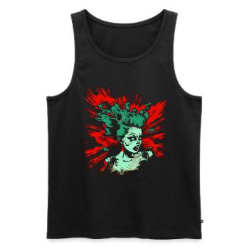Cool Psychobilly Comic Design - Green Woman - Débardeur bio Premium Homme - noir - Devant - Michal (187cm)
