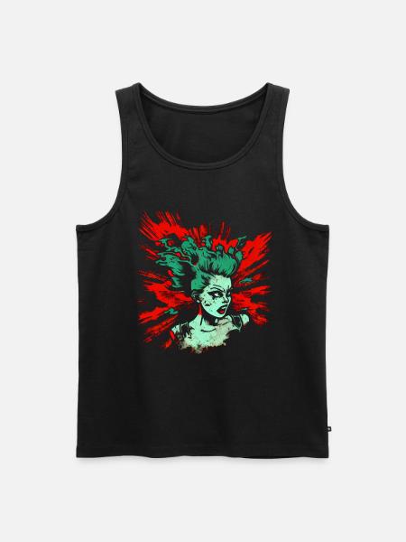 Cool Psychobilly Comic Design - Green Woman - Men's Premium Organic Tank Top - black