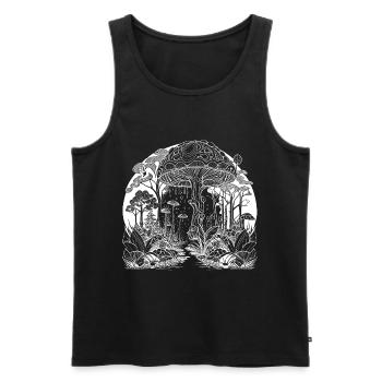 Motif de champignon mystique et magique - Débardeur bio Premium Homme - noir - Devant - Michal (187cm)