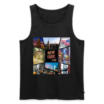 New York City USA America City Skyline Collage - Men's Premium Organic Tank Top - black - Front - AI Model Male 178 light (178cm)