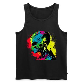 Cool Rétro Futuristic Alien - Arc-en-ciel - Débardeur bio Premium Homme - noir - Devant - Michal (187cm)