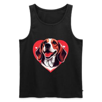 happy Beagle Dog mit Herz - Männer Premium Bio Tank Top - Schwarz - Vorne - AI Model Male 178 light (178cm)