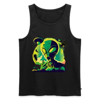 Pop Art Außerirdischer Alien Retro Style - Débardeur bio Premium Homme - noir - Devant - AI Model Male 178 light (178cm)
