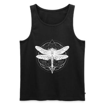 Dragonfly with white ornament - Sacred Geometry - Men's Premium Organic Tank Top - black - Front - Michal (187cm)