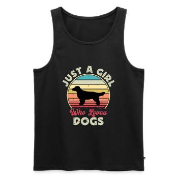 Field Spaniel Hundeliebhaber Silhouette Vintage Sonnenuntergang - Männer Premium Bio Tank Top - Schwarz - Vorne - Michal (187cm)
