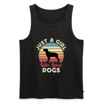 French Brittany Dog Love Silhouette Vintage Sunset - Men's Premium Organic Tank Top - black - Front - AI Model Male 178 light (178cm)
