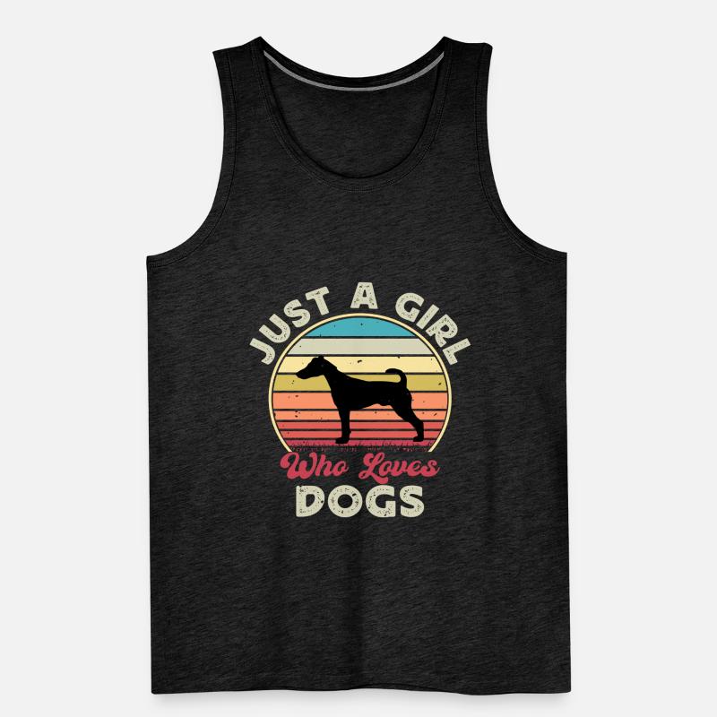 Fox Terrier Smooth Dog Silhouette Retro Sunset Men's Premium Organic Tank Top