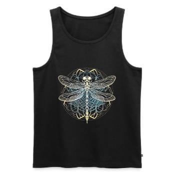Dragonfly with white ornament - Sacred Geometry - Men's Premium Organic Tank Top - black - Front - Michal (187cm)