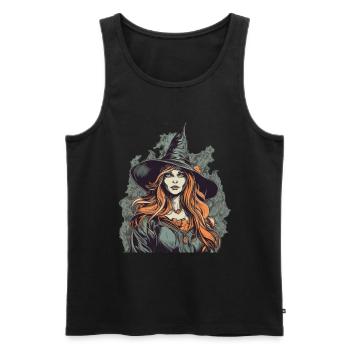 Belle sorcière sombre / Wicca aux cheveux roux - Débardeur bio Premium Homme - noir - Devant - Michal (187cm)
