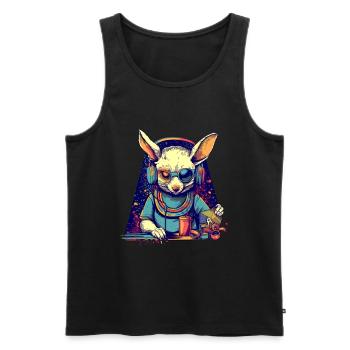 Cool bunny as DJ with broken sunglasses - Men's Premium Organic Tank Top - black - Front - Michal (187cm)