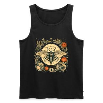 Mystical moth with magical herbarium and moons - Men's Premium Organic Tank Top - black - Front - AI Model Male 178 light (178cm)