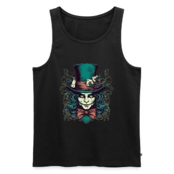 Creepy Hatter with Green Hair - Men's Premium Organic Tank Top - black - Front - AI Model Male 178 light (178cm)