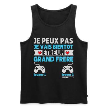 Grand frère futur grand frère humour gamer cadeau - Débardeur bio Premium Homme - noir - Devant - Michal (187cm)