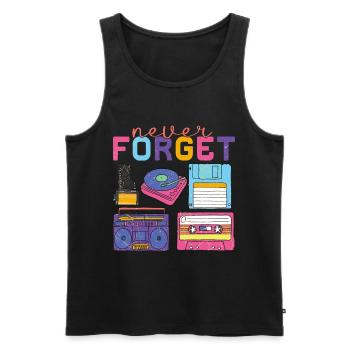 Never Forget: Lustiges Retro-Design Ghettoblaster - Männer Premium Bio Tank Top - Schwarz - Vorne - AI Model Male 178 light (178cm)