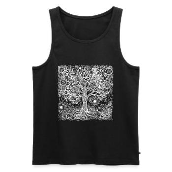 Boho Baum aus vielen detaillierten Blumen Mustern - Männer Premium Bio Tank Top - Schwarz - Vorne - AI Model Male 178 light (178cm)